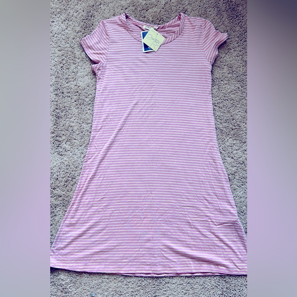 Pink & White Stripped TShirt Dress